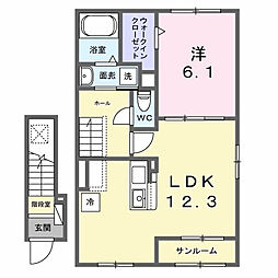ウエスト.ゲート I 1LDKの間取図画像