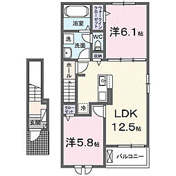 メゾン・ド・フルール 2LDKの間取図画像