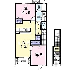 メゾンH.K.2 2LDKの間取図画像