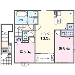 リッツメゾンA 2LDKの間取図画像