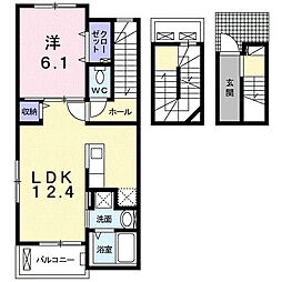 アストサンセール1 1LDKの間取図画像