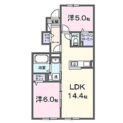 ヴィラK VII 2LDKの間取図画像