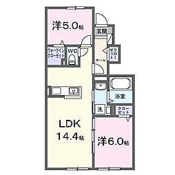 ヴィラK VII 2LDKの間取図画像