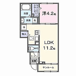 ヒカルサ岐阜琴塚サウス 1LDKの間取図画像