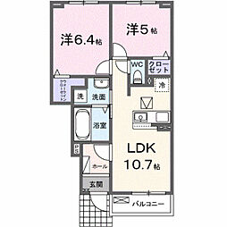 シャン・ド・ハーベスト 2LDKの間取図画像