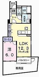 ファミールK 1LDKの間取図画像