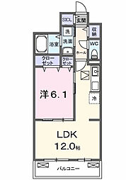 ベル ブライト 1LDKの間取図画像