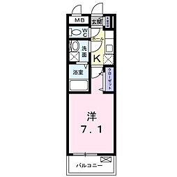 サンリットローレル 1Kの間取図画像