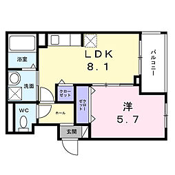 ヒカルサ大阪南恩加島 1LDKの間取図画像