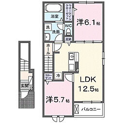 エクセレント'27 2LDKの間取図画像