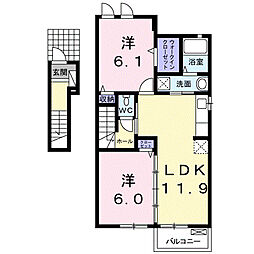 アウローラK 2LDKの間取図画像