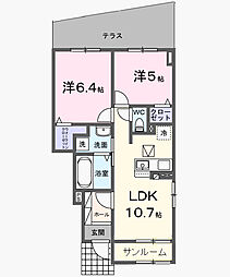 下瓦屋1丁目アパート(027796401) 2LDKの間取図画像