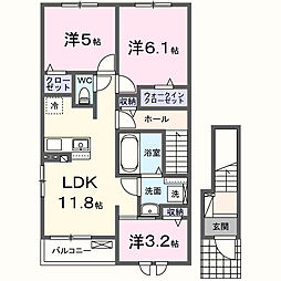下瓦屋1丁目アパート(027796401) 2LDKの間取図画像