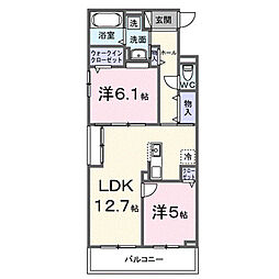 ルミエ エトワール 2LDKの間取図画像