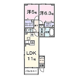 ルミエ ソレイユ 2LDKの間取図画像