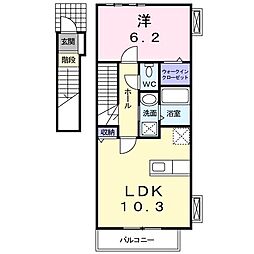 メープルリーフ 1LDKの間取図画像