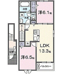 プリエI 2LDKの間取図画像