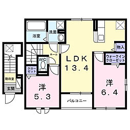 今井1丁目アパート(028751001) 2LDKの間取図画像