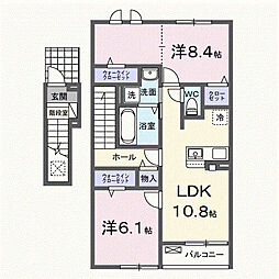 稲吉4丁目アパート(028452802) 2LDKの間取図画像