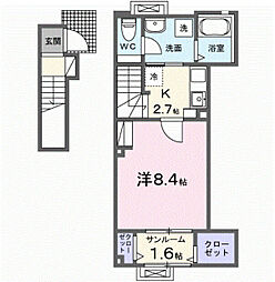 レガリア駅東 1Kの間取図画像
