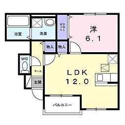 東村山市久米川町4丁目アパート 1LDKの間取図画像