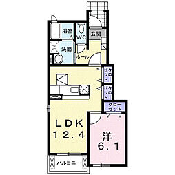アンソレイユ西山2 1LDKの間取図画像