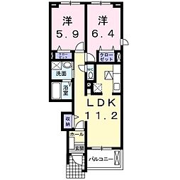 パレシャルマン1 2LDKの間取図画像