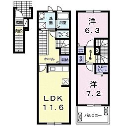 レインボーローズ1 2LDKの間取図画像