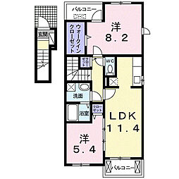 グレイス楠 2LDKの間取図画像