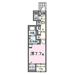 西条町御薗宇アパート B 1Kの間取図画像