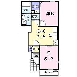 ラルジュ・メゾンB 2DKの間取図画像