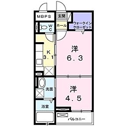 エリザベス 2Kの間取図画像