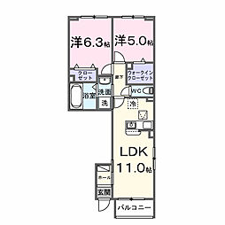 プルミエ・クリュA 2LDKの間取図画像