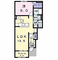 ヴィラヴェント・T.K 1LDKの間取図画像