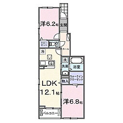 フランシーズコート行田 2LDKの間取図画像