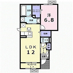 グランバージェIIB 1LDKの間取図画像