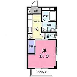 コーポみなみ2 1Kの間取図画像