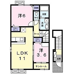 プリマヴェーラ 2LDKの間取図画像