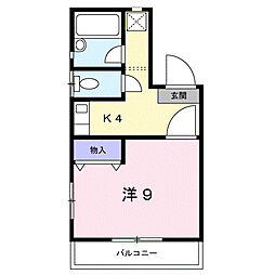 アップタウン参番館 1Kの間取図画像