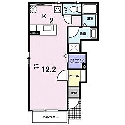 カーサ・フィオーレ 1Kの間取図画像