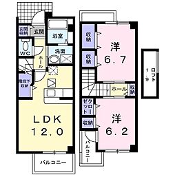 スマイルK1 2LDKの間取図画像