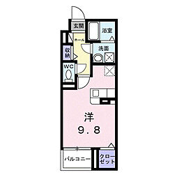 ヴァーグ・ブランシュ ワンルームの間取図画像