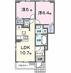 カーサ・フルールV 2LDKの間取図画像
