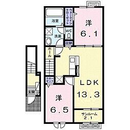 パルク町村 2LDKの間取図画像