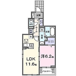 シェーン ハイム 1LDKの間取図画像