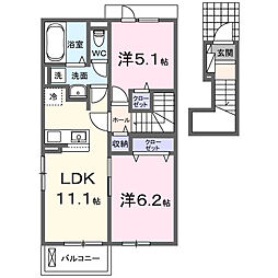 クレストコート緑台III 2LDKの間取図画像