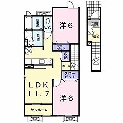 クローバー2 2LDKの間取図画像