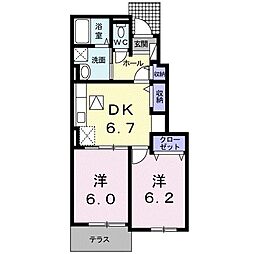 スタジアム南四 2DKの間取図画像