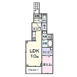 グレイス II B 1LDKの間取図画像