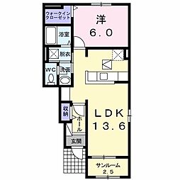 リバレイン 1LDKの間取図画像